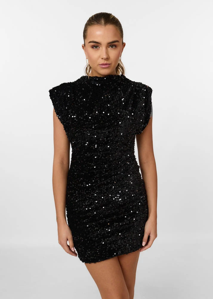 Robe Mini à Paillettes avec Épaules Rembourrées pour Femme | Idéale pour les Soirées et Événements Festifs