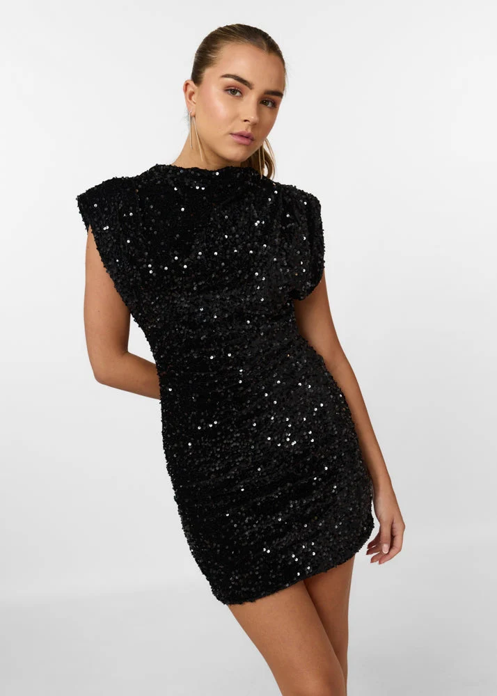 Robe Mini à Paillettes avec Épaules Rembourrées pour Femme | Idéale pour les Soirées et Événements Festifs – Image 2