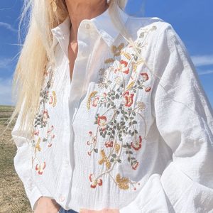 Blouse Bohème Romantique Femme – Coton blanc Brodé | Esprit Chic et Décontracté