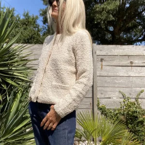 Gilet Pull Crème en Laine Bouclette Cocooning