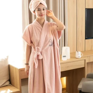 Peignoir Serviette de Bain Absorbant Rose