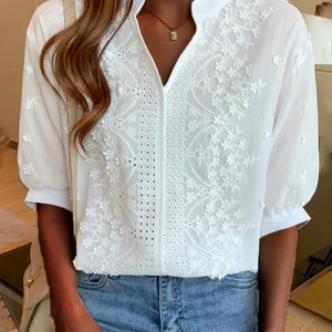 Blouse Blanche à Manches Bouffantes pour Femmes | Idéale pour le Bureau et les Occasions Quotidiennes