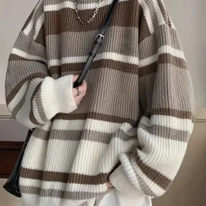Pull À Col Rond avec Détails Vintage pour Homme | Idéal pour L’Automne Et L’Hiver