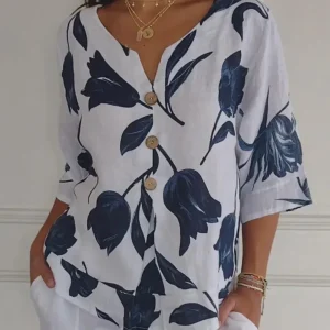 Blouse à Motif Fleuri avec Coupe Ample pour Femme | Idéale pour les Journées Estivales Décontractées