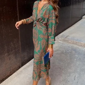 Robe Longue Femme | Drapé Élégant | Nœud À La Taille | Fluide & Confortable