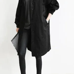 Trench à Capuche avec Fermeture Boutonnée pour Femme | Idéal pour les Jours de Pluie