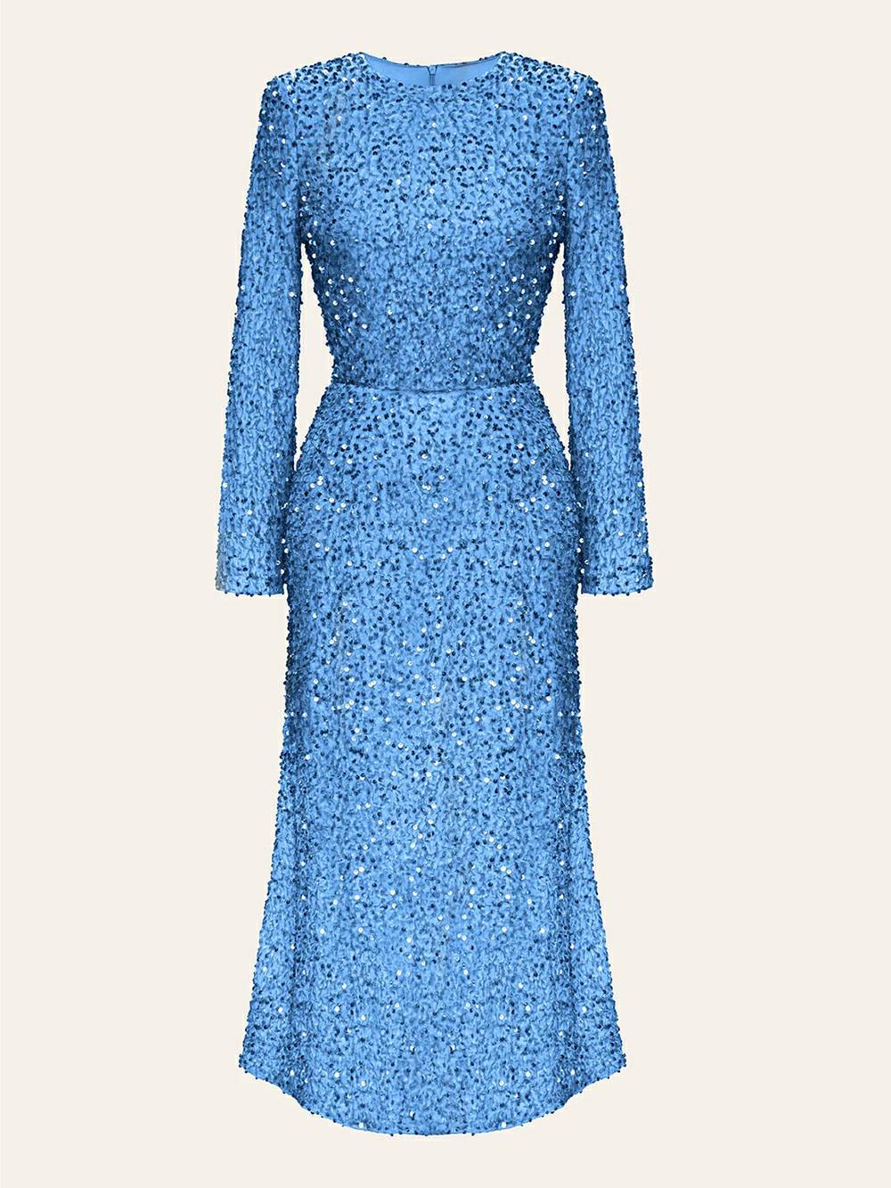 Robe Midi À Manches Longues avec Détails Brillants pour Femme | Idéale pour Les Soirées Et Réceptions – Image 3