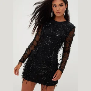 Robe Mini à Paillettes avec Encolure Ronde pour Femmes | Idéale pour les Soirées Festives