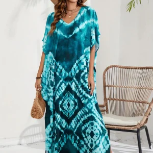 Caftan Long à Coupe Ample avec Imprimé Coloré pour Femme | Idéal pour l'Été