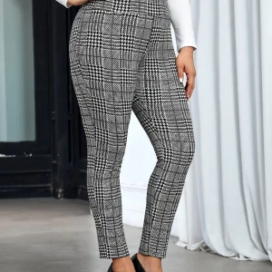 Pantalon de Loisirs à Carreaux Noirs pour Femme | Idéal pour le Bureau ou un Usage Quotidien