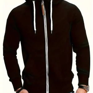 Sweat À Capuche À Manches Longues Avec Fermeture Zippée Pour Homme | Idéal Pour Un Usage Quotidien