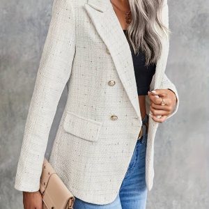 Blazer à Manches Longues avec Col à Revers pour Femme | Idéal pour les Tenues Professionnelles ou Décontractées