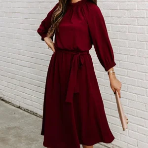Robe Midi avec Ceinture pour Femme | Idéale pour le Bureau et les Événements Formels