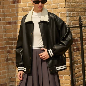Veste Varsity Oversize | Noir & Crème | Style Urbain et Graphique