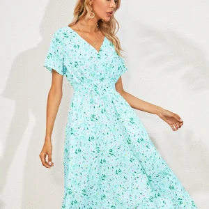 Robe à Fleurs avec Manches Bouffantes pour Femme | Idéale pour les Occasions Estivales