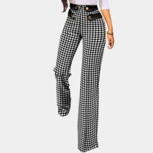 Pantalon à Motif Pied-de-Poule pour Femme | Idéal pour le Bureau et les Occasions Formelles