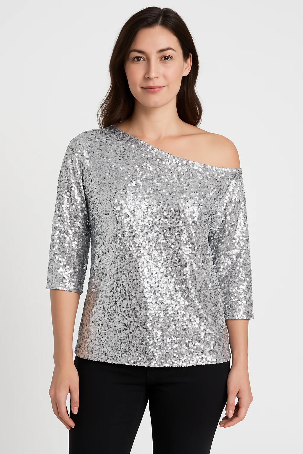 Top à Paillettes à Épaules Dénudées et Manches Mi-longues pour Femme | Idéal pour les Soirées et Occasions Festives – Image 2