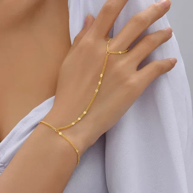 Set Bijoux avec Bracelet de Main et Chaînes Métalliques pour Femme | Idéal pour Tenues de Cérémonie ou Quotidiennes – Image 2