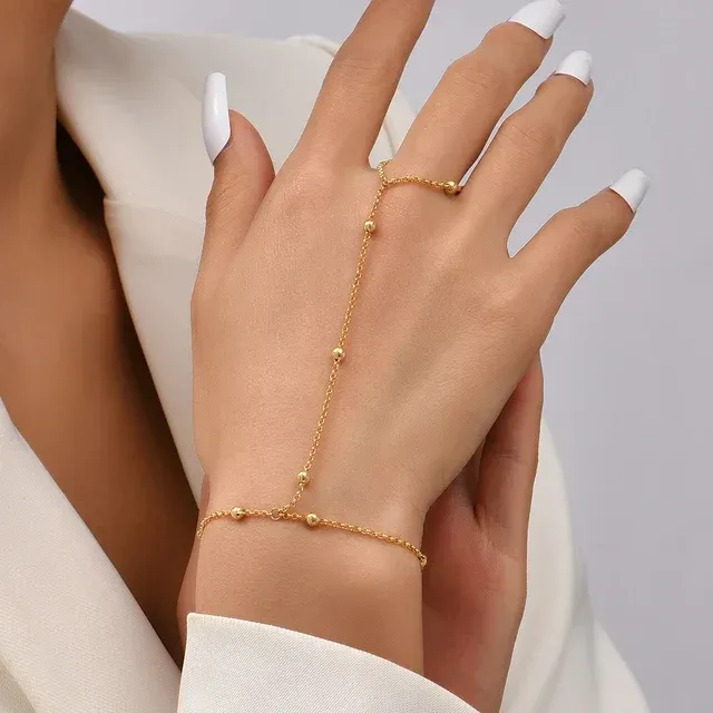 Set Bijoux avec Bracelet de Main et Chaînes Métalliques pour Femme | Idéal pour Tenues de Cérémonie ou Quotidiennes – Image 5