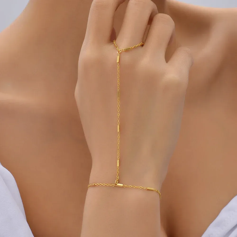 Set Bijoux avec Bracelet de Main et Chaînes Métalliques pour Femme | Idéal pour Tenues de Cérémonie ou Quotidiennes – Image 3