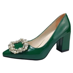 Escarpin Vert Emeraude à Perles