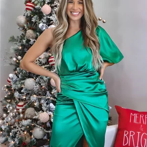 Robe Midi Asymétrique avec Jupe Drapée pour Femmes | Idéale pour les Occasions Festives