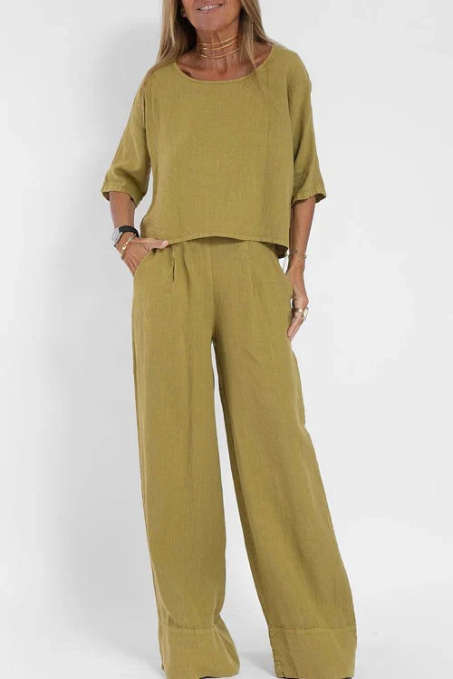 Ensemble Avec Haut Court Et Pantalon Large pour Femme | Idéal pour Les Journées d’Été – Image 4