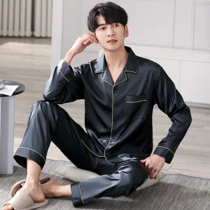 Pyjama Deux Pièces pour Homme avec Haut à Manches Longues et Pantalon | Idéal pour le Printemps et l’Été