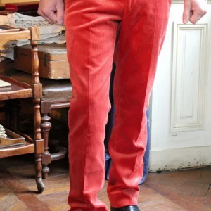 Pantalon en velours côtelé homme - orange rouille