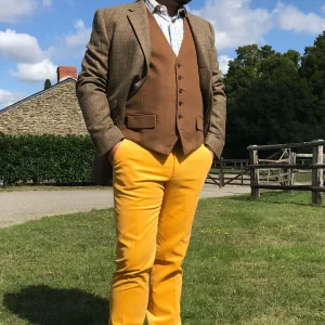 Pantalon velours cotelé homme - jaune