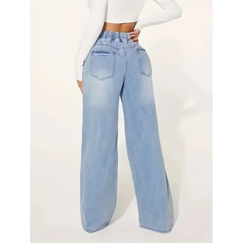 Jean Baggy Femme à Taille Haute avec Cordon Ajustable | Idéal pour un Usage Quotidien – Image 5