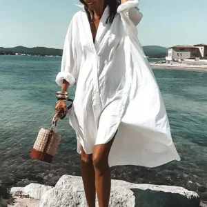Robe Longue Ample à Manches Longues avec Coupe Décontractée pour Femme | Idéale pour le Printemps et l’Automne