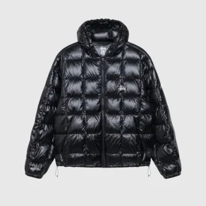 Stussy Jacket - Midweight Hooded Puffer - Black