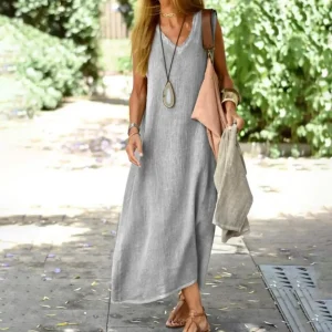 Robe Longue Unicolore à Coupe Ample pour Femme | Idéale pour l'Été et les Tenues Décontractées