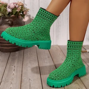 Bottines Épaisses avec Semelle Structurée pour Femmes | Idéal pour l'Automne et l'Hiver