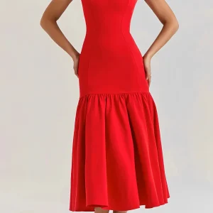 Robe Midi Sans Manches avec Volants pour Femme | Idéale pour les Occasions Spéciales ou le Quotidien