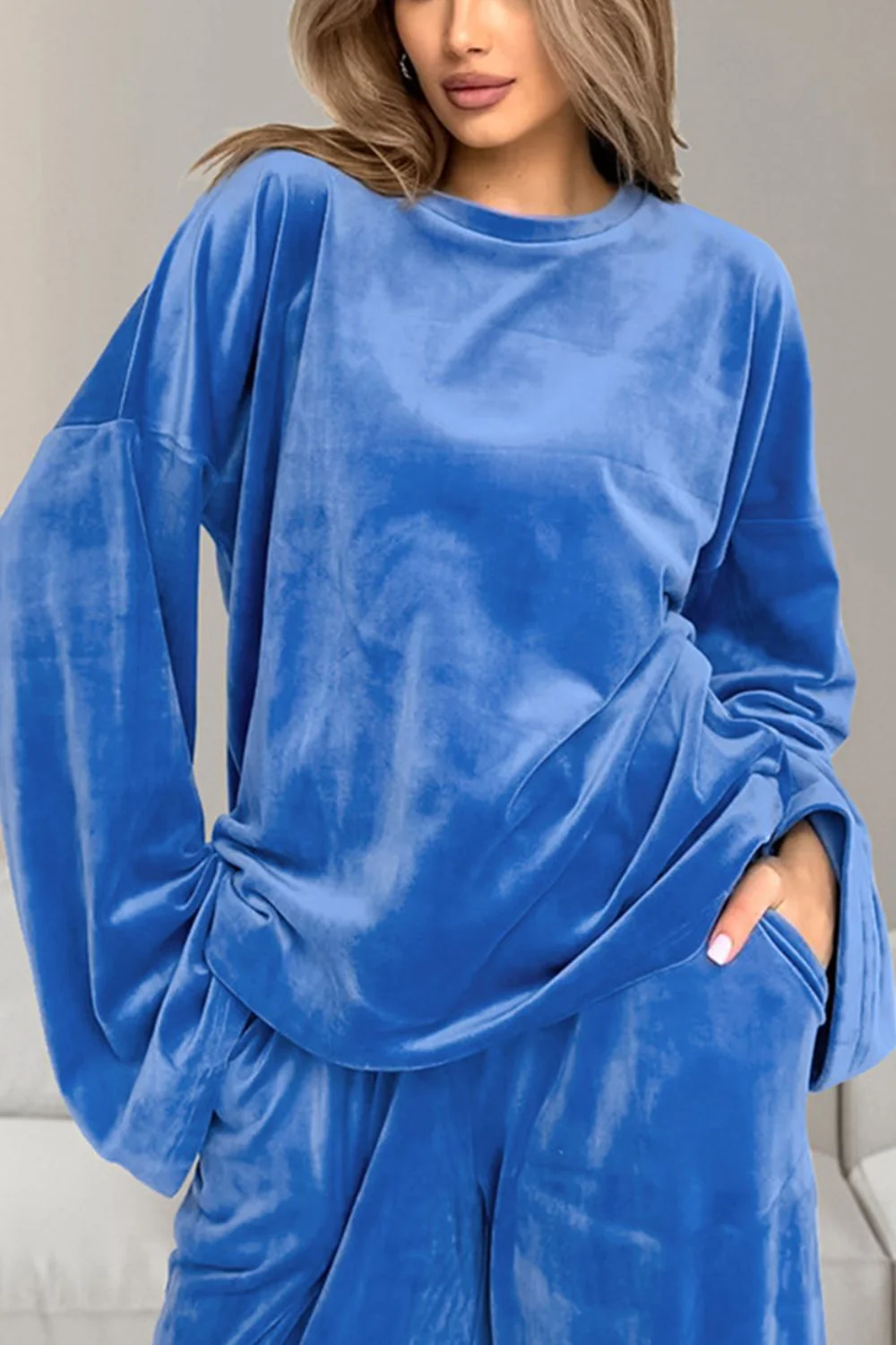 Ensemble Deux Pièces avec Haut à Manches Longues Col Rond et Pantalon à Cordon pour Femme | Idéal pour un Usage Quotidien – Image 9