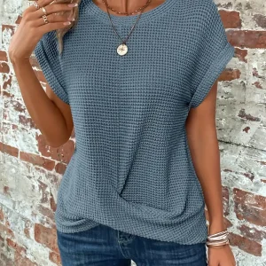 T-Shirt à Manches Courtes avec Motif Texturé pour Femme | Idéal pour les Journées Chaudes