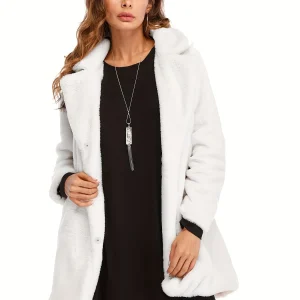 Manteau Mi-Long avec Fermeture à Boutons Cachés et Poches pour Femme | Idéal pour l’Hiver
