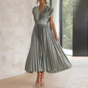 Robe Midi Avec Décolleté En V Et Drapés Pour Femme | Idéale Pour Mariages Et Occasions Formelles