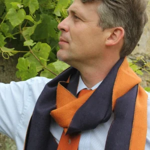 Écharpe Homme Cachemire Marine/Gingembre