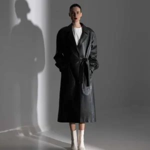 MANTEAU EN CUIR OVERSIZE LONG - MATILA WAXY