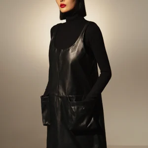 ROBE EN CUIR SANS MANCHE - PRESTON
