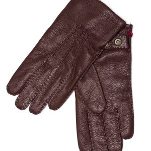 Gants cuir homme doublés cachemire marron écorce
