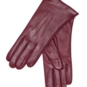 Gants femme en cuir bordeaux