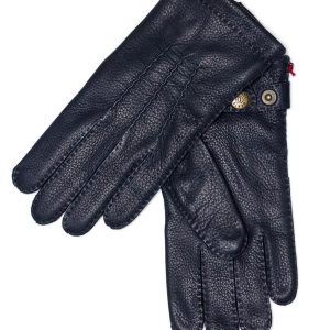 Gants homme en cuir doublé cachemire bleu marine