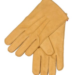 Gants homme en cuir doublé cachemire jaune liège