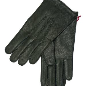 Gants homme en cuir doublé cachemire vert