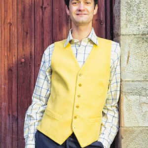 Gilet Costume Homme en Moleskin Jaune
