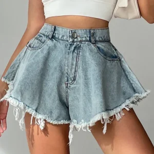 Short en Jean à Coupe Ample pour Femme | Idéal pour les Journées d’Été Décontractées